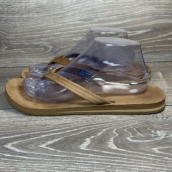 Ugg Kayla Brown Tan Leather Women’s Sz 10 SN3092 Slip On Flip Flop Thong Sandals - Picture 3 of 11